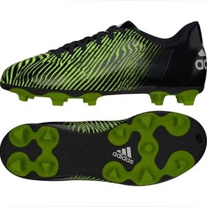 Adidas Black and Green Soccer shoes with Dynamic Stripes